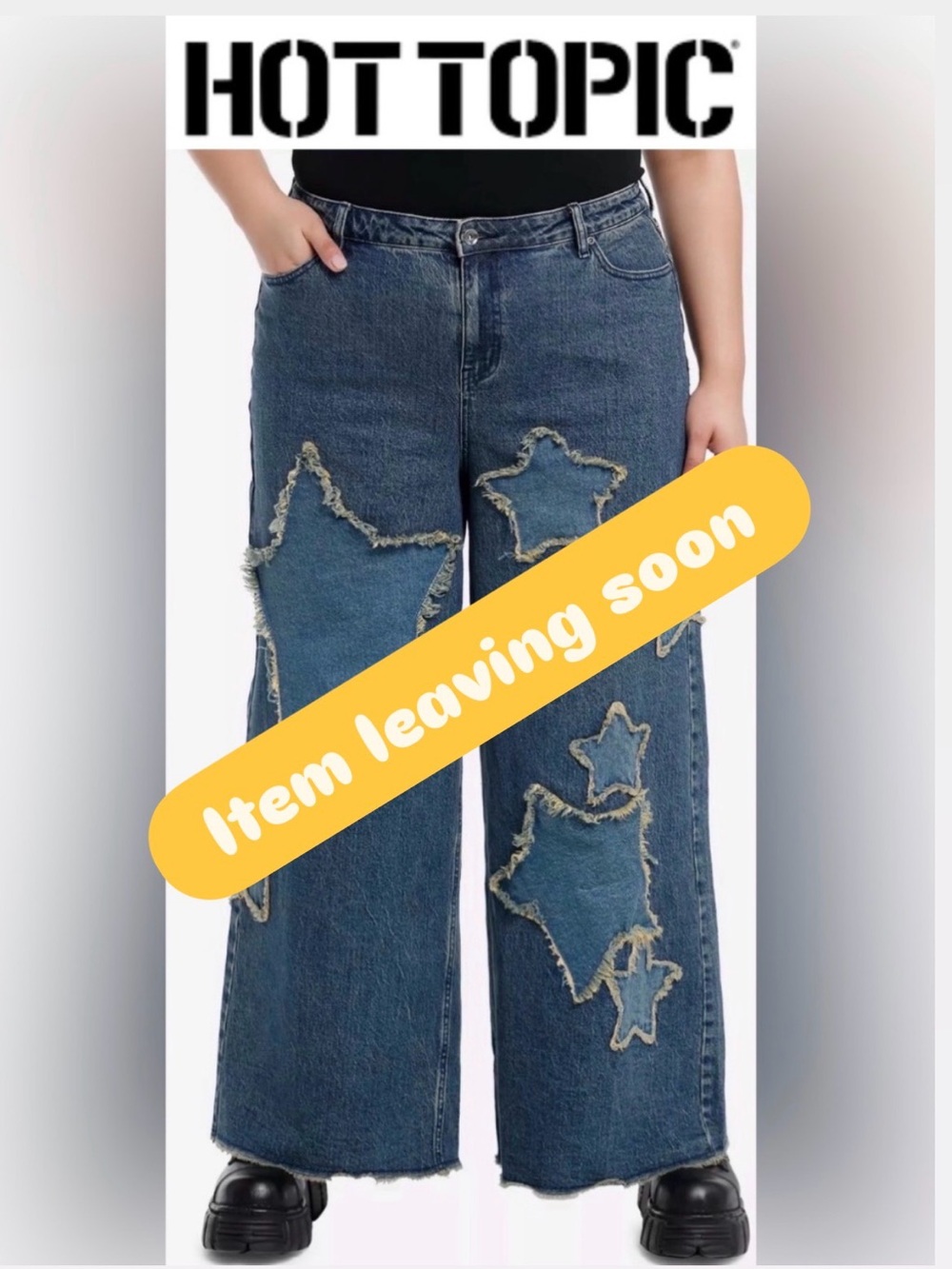 🌺Hot Topic * JUNKO Style* Star Patch Wide-Leg Jeans - JUNIORS SIZE 3